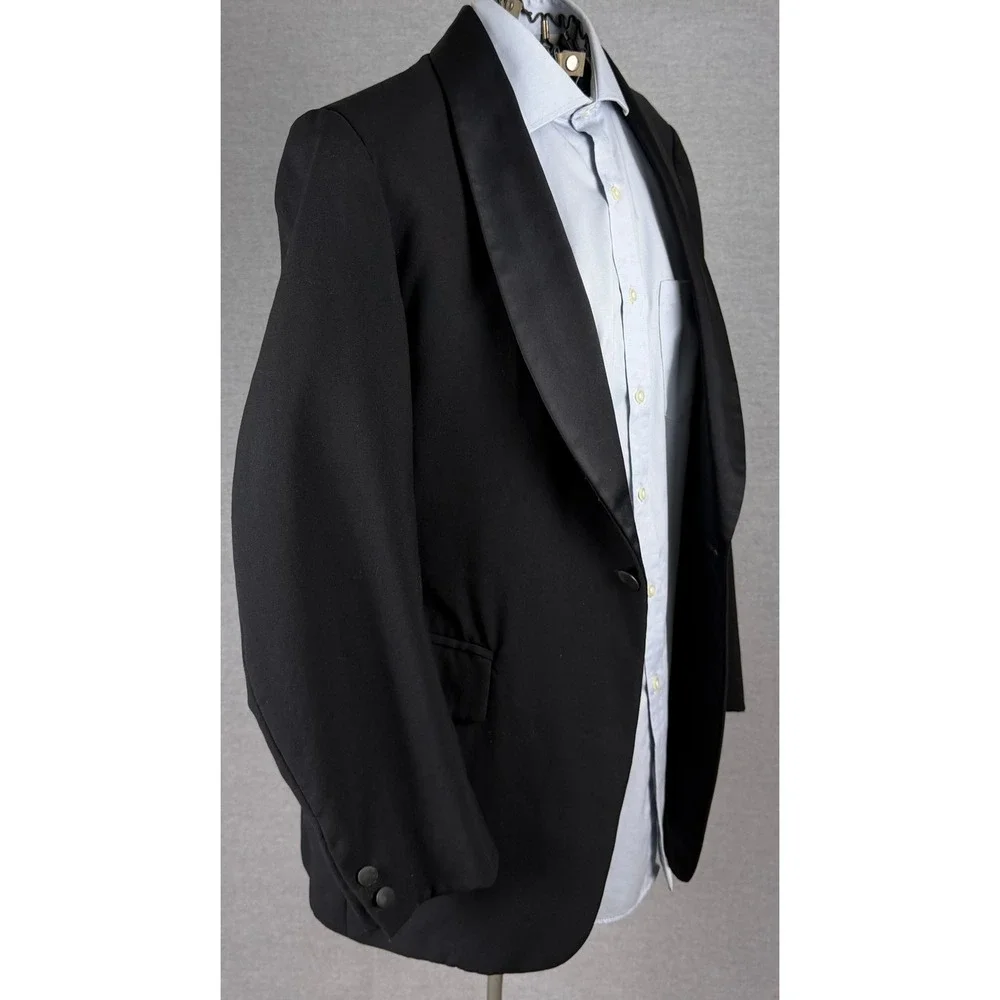 Vintage 50s Black Tuxedo Jacket Shawl Lapel Union Made Formal Blazer‎ 41L